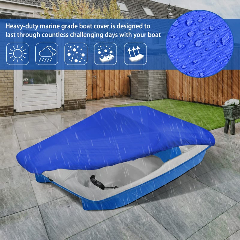 iCOVER Pedal Boat Cover, Fits 3 or 5 Person Paddle Boats Water Proof Heavy Duty Paddles Covers, Blue - Image 4